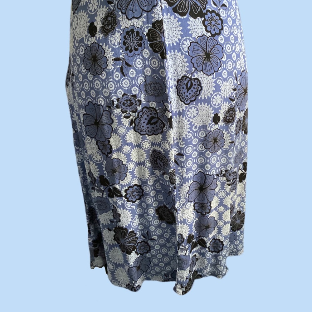 ‼️SOLD‼️ Vtg 90s ULF ANDERSSON rayon crepe Y2K print Blue novelty dress Small. - Picture 11 of 14